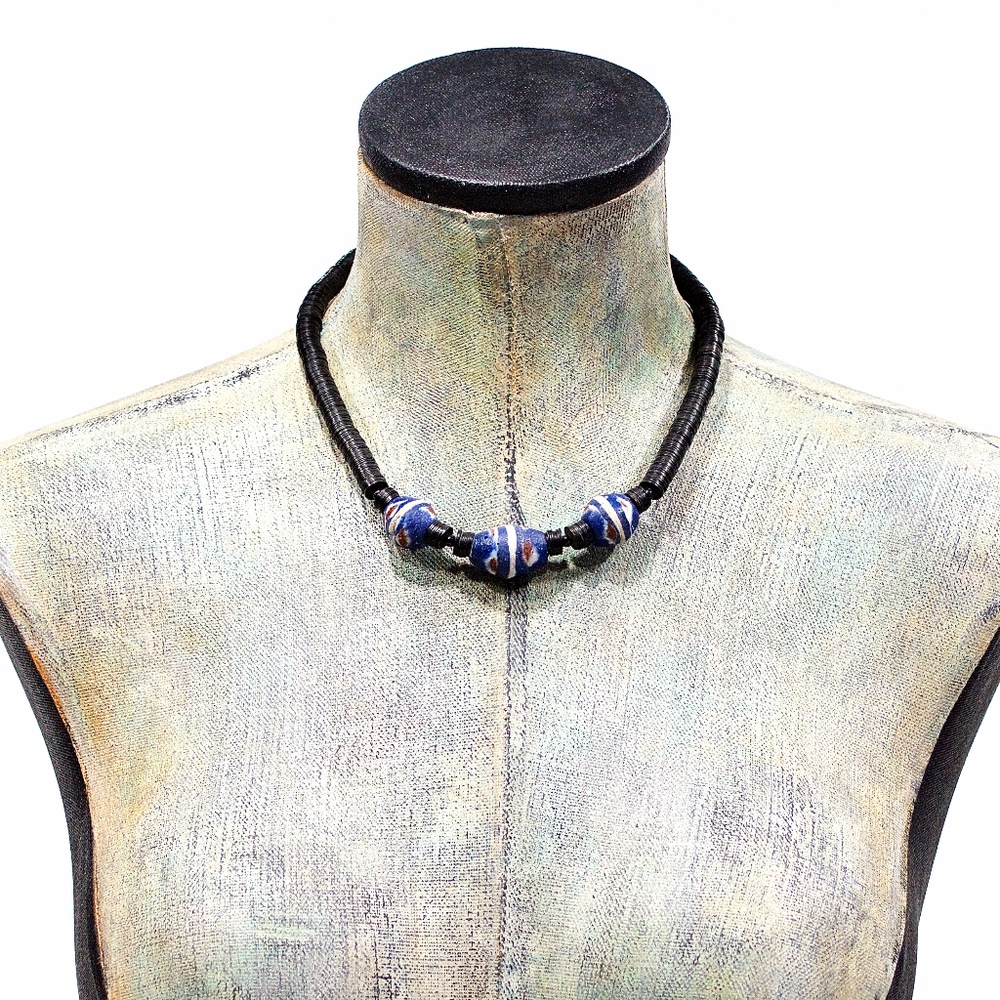 VTG 70's African Trade Bead Tribal Ethnic Necklace